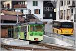 R444 mit Bt 431 und BDe 4/4 404 wechselt auf halber Strecke in Le Sepey die Fahrrichtung. In Le Sepey besteht Postautoanschluss in verschiedene Richtungen und im im Restaurant beim Bahnhof gibts das Bündner Bier Calanda.(28.11.2016)