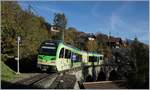 Der AOMC GTW Beh 2/6 544 bei der Pont de Chemex auf der Fahrt Richtung Champéry.