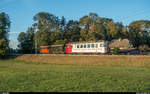 Überfuhr der bei der BC zum Einsatz gekommenen Wagen von GFM Historique von Chaulin nach Bulle und Châtel Saint-Denis am 24. September 2018 mit dem BDe 4/4 141. Einfahrt Semsales.