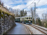 Am 27./28. März 2021 fanden Abschiedsfahrten auf der Strecke Bulle – Broc-Fabrique statt. Die Regelzüge wurden an diesen Tagen durch GFM Historique mit den historischen Ce 4/4 131, C4 811 und BDe 4/4 141 geführt. Am Ostermontag finden die letzten Fahrten auf der schmalspurigen Strecke statt, danach wird diese auf Normalspur umgebaut.<br>
Der historische Zug am 27. März auf der Rampe zwischen Broc-Village und Broc-Fabrique.