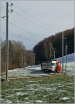 Der TPF Be 4/4 N 152 mit seinem Bt 255 erreicht auf seiner Fahrt nach Palzieux Remaufens.