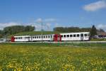 Der Regio 18828 mit dem führenden Bt 222 befindet sich am 04.05.2014 in Châtel-St-Denis.