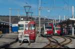 TPF-Fahrzeugparade im Bahnhof Bulle.