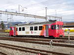 travys - Triebwagen be 4/4 1 abgestellt im Bahnhofsareal in Yverdon les Bains am 10.02.2018