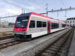 travys ( YSTEC ) - GTW  ABe 2/6 2000 und ABe 2/6 2001 im Bahnhof von Yverdon les Bains abgestellt am 07.04.2018