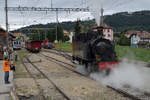 125 Jahre Yverdon-les-Bains-Ste-Croix
TRAVYS/YStC
LA TRACTION
Am 1. und 2. September 2018 feiert die Strecke Yverdon-les-Bains-Ste.Croix ihr 125. Jubiläum.
Zur Erinnerung an die ersten Betriebsjahre stehen an beiden Festtagen Dampfzüge für Sonderfahrten im Einsatz.
Am 29. August 2018 fand die Probefahrt mit der G 2/3 + 3/3 E 206 und den BC 74 und BC 75 zwischen Yverdon-les-Bains und Ste-Croix statt.
Foto:  Walter Ruetsch  