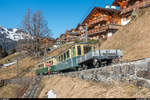 88. Lauberhornrennen am 13. Januar 2018 - Hochbetrieb bei der Wengernalpbahn. BDhe 4/4 109 bei Wengen.