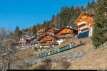 88. Lauberhornrennen am 13. Januar 2018 - Hochbetrieb bei der Wengernalpbahn. BDhe 4/4 115 bei Wengen.