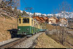 88. Lauberhornrennen am 13. Januar 2018 - Hochbetrieb bei der Wengernalpbahn. BDhe 4/4 109 bei Wengen.
