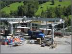 Die Gterabfertigung beim Bahnhof in Lauterbrunnen, aufgenommen am 20.07.2010.