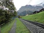 WAB Doppel-TW 134 (Bdhe 4/8), Grindelwald einfahrend aus Richtung  Kleine Scheidegg  am 4.10.2013   