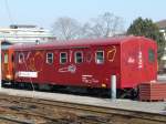 zb - Unterkunfswagen X 9746 im Bahnhofsareal von Stansstad am 17.02.2008