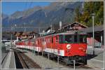 Gepcktriebwagen 110 001-5 mit Pendelzug in Brienz.