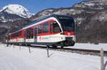 ABe 130 010-2 fhrt am 18.2.12 von Brienzwiler Richtung Meiringen.