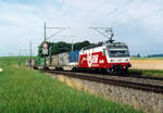 SOB/RM: Shuttelzug Wiler - Aarau mit der RM Re 456 142 bei Niederbipp auf der Fahrt nach Aarau im August 2000.