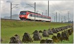 S27 nach Ziegelbrücke mit 566 073 bei den alten Panzersperren zwischen Schübelbach-Buttikon und Reichenburg.  (27.10.2016)