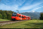 SZU Be 552 571 am 19.10.2023 in Kaltbrunn auf der Rückfahrt vom Unterhalt bei der SOB in Herisau nach Zürich Giesshübel.