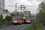 SZU Be 556.
Wegen der Umstromung der S10 hat sich die Uetliberg – Bahn  an Ostern 2022 von den letzten Be 556 Gleichstrom-Triebzügen aus den Jahren 1992-1993 endgültig verabschiedet. Sämtliche Motorwagen werden verschrottet. Ich habe mich am 31. März sowie am 14. April 2022 von diesen gelben und sehr fotogenen Zügen verabschiedet.
Foto: Walter Ruetsch 