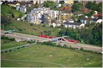 Doppelstockzug Re 450 ex SBB zwischen Brunau und Manegg, wo die Strecke nach Langau a/A. parallel zur A3  verläuft. (29.04.2016)