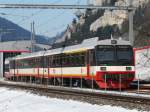 TRN - Abgestellter Regio Hinter dem Depot in Fleurier am 12.02.2012