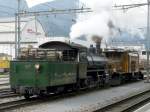 RhB - 150 Jahre Rheintallinie - Vorbereitungen in Landquart fr die das Fest in Chur 150 Jahre Rheintallinie mit Rangierarebiten mit G 4/5 107 und Ge 6/6 414 im Bahnhof von Landquart um 08.15 Uhr am 25.05.2008