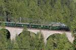 Dampfextrazug von St. Moritz nach Chur mit G 4/5 108  ENGIADINA  bei der berfahrt ber den Albulaviadukt III (Lnge: 137m)am 30.08.2008.