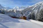 Die Xrotd 9213 der RhB in der Montebellokurfe (8.2.2014)