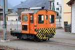 Der RhB Tm 2/2 22 wartet am 24.02.2019 abgestellt in Tirano auf neue Aufgaben.