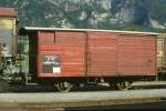 RhB - Xk 9017 II am 07.06.1993 in Untervaz - Schweisserwagen - 2-achsig mit 1 offenen Plattform - Baujahr 1903 - Basel - Gewicht 5,87t - Ladegewicht 10,00t - LP 7,50m - zulssige Geschwindigkeit
