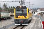 Das neue Infrastruktur Fahrzeug der RhB D1 Nr.28701 auf Schulungsfahrt in Trimmis/Untervaz.21.01.14