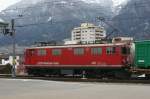 RhB Ge 4/4 I 601 abgestellt mit Gterzug am 10.03.2009 in Thusis. 
Inbetriebsetzung 1947-1953, 11kV/16.7Hz, 1000mm, 1180kW, 48.0T,
80 km/h, Erbauer SLM/MFO/BBC.