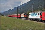 Begegnung der Oberländerzüge bei Felsberg mit RE1732 Ge 4/4 II 622  Arosa  und RE1737 mit Ge 4/4 II 616  Filisur . (06.09.2018)