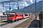 Glacier Express 905 nach Zermatt mit Ge 4/4 II 618  Bergün/Bravuogn  in Chur. (06.09.2018)