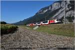 Glacier Express 905 nach Chur mit Ge 4/4 II 633  Zuoz  bei Felsberg.