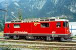 RhB - Ge 4/4 II 625  KBLIS  am 21.08.1995 in Untervaz - Thyristor-Streckenlokomotive - bernahme 01.06.1984 - SLM5266/BBC - 1700 KW - Gewicht 50,00t - LP 12,74m - zulssige Geschwindigkeit 90 km/h - 2=14.06.1991 - Logo RhB deutsch.
