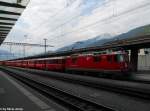 Ge 4/4'' 632 ''Zizers'' am 29.5.2012 in Landquart als RE 1229 ''Aqualino'' nach Scuol-Tarasp.