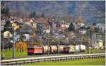 Ge 6/6 II 701  Raetia  mit einem Güterzug nach Landquart kreuzt in Zizers Altlöser den Lokzug mit Ge 4/4 II 630  Trun .