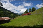 RE1237 nach Scuol-Tarasp mit Ge 4/4 II 632  Zizers  unterhalb von Saas.(06.06.2016)