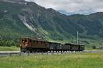 Rhätische Bahn
Bahnvestival Samedan und Pontresina vom 9./10. Juni 2018.
Güterzug mit Personenbeförderung mit Ge 4/6 353 auf der Fahrt nach Pontresina am 9. Juni 2018.
Foto: Walter Ruetsch
