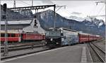 Ge 4/4 III 648  Susch  und Ge 6/6 II 706  Disentis/Mustér  in Landquart. (15.03.2018)