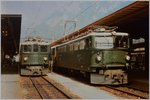 Die RhB Ge 4/4 I 601 und Ge 6/6 II 706 warten gem.