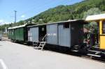 Jubilum,100 Jahre Chur-Disentis.In Ilanz prsentiert sich auch der hist.Bahnpostwagen  Z 26  sowie der gedeckte Gterwagen  K 5615.