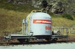 RhB - Uce 8004 am 04.09.1996 in St.Moritz - Zementsilowagen 2-achsig mit 1 offenen Plattform - Baujahr 1956 - FFA/MBA - Gewicht 7,63t - Zuladung 15,00t - LP 7,74m - zulssige Geschwindigkeit 65 km/h