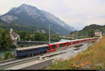 Nachschuss auf RE 1752 von Disentis/Mustér (CH) nach Scuol-Tarasp (CH) mit ABe 8/12 3510  Alberto Giacometti  (Stadler ALLEGRA) und AGZ mit Steuerwagen Ait 578 der Rhätischen Bahn (RhB), der