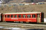 RhB - B 2307 am 13.03.2000 in Scuol - 2.Klasse Einheitspersonenwagen (Typ I) verkrzte Bauart fr Bernina-Bahn - bernahme: 20.08.1968 - FFA/SWP - Fahrzeuggewicht 12,00t - Sitzpltze 48 - LP 14,91m -