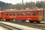 RhB - B 2308 am 09.05.1991 in St.Moritz - 2.Klasse Einheitspersonenwagen (Typ I) verkrzte Bauart fr Bernina-Bahn - Baujahr 1968 - FFA/SWP - Fahrzeuggewicht 12,00t - Sitzpltze 48 - LP 14,91m -