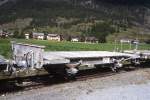 RhB - P 10060 am 22.08.2007 in Zernez - privater Flachwagen 2-achsig mit 1 offenen Plattform - Baujahr 1906 - Staud - Gewicht 7,70t - Zuladung 7,50t - LP 7,49m - zulssige Geschwindigkeit 60 km/h -