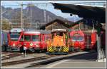 Fahrzeugversammlung in Landquart. ABe 8/12, Steuerwagen 1715 und 1755 und Gm 3/3 231. (03.11.2011)