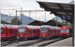 Neben den dreiteiligen Zweistrom-Allegras sind jetzt auch die vierteiligen Vorortszge in Betrieb. 3514, 3105 und Steuerwagen 1757 in Landquart. (14.09.2013)