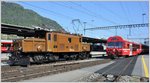 Ge 6/6 I 414 und RE1327 nach St.Moritz mit Steuerwagen 1756 in Landquart. (08.05.2016)